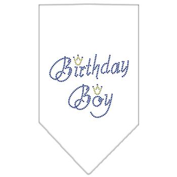 Birthday Boy Rhinestone Dog Bandana - White