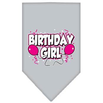 Birthday Girl Screen Print Dog Bandana - Gray