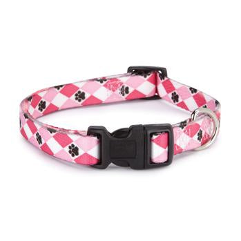 Casual Canine Pooch Pattern Dog Collar - Pink Argyle