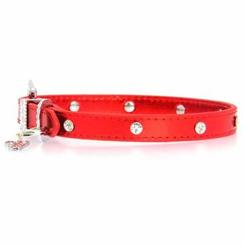 Foxy Metallic Red Christmas Collar w/Candy Cane Charm by Cha-Cha Couture