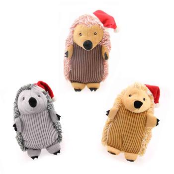 Christmas Hedgehog Dog Toy with Hat