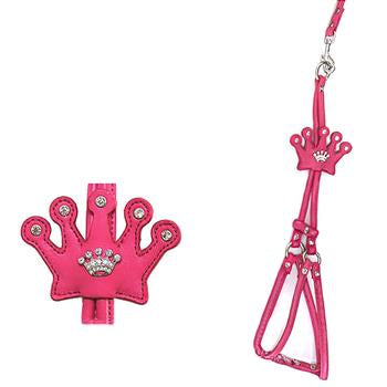 Crown Step-In Dog Harness with Leash by Cha-Cha Couture - Hot Pink