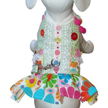 Darlin' Daisy Dog Harness Dress by Cha-Cha Couture - Green