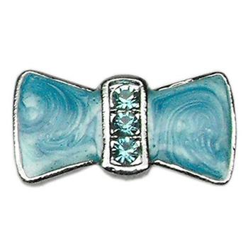 Enamel Bow Slider Dog Collar Charm - Turquoise