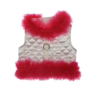 Fashion Diva Dog Harness by Cha-Cha Couture - White & Hot Pink