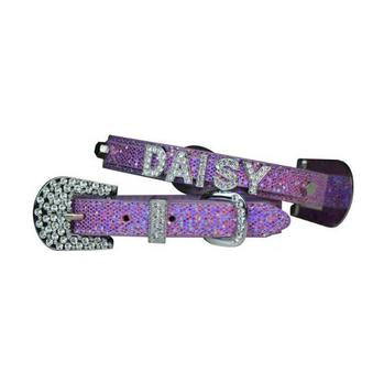 Foxy Glitz Dog Collar with Letter Strap by Cha-Cha Couture - Lilac