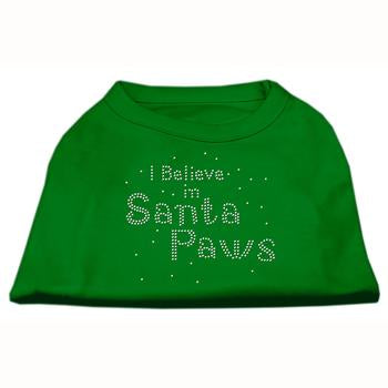 I Believe in Santa Paws Screen Print Dog Shirt - Green