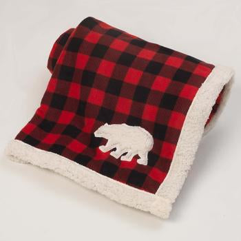 Jackson Polar Bear Fleece Dog Blanket - Red/Black