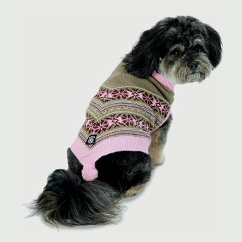 Luna's Bohemian Dog Poncho - Pink and Brown