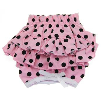 Polka Dot Ruffles Dog Panties - Pink and Black