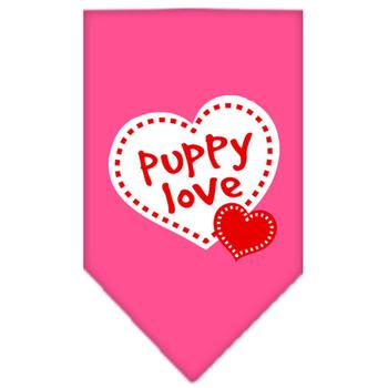 Puppy Love Screen Print Dog Bandana - Bright Pink