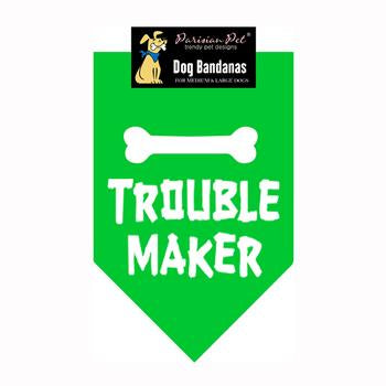 Troublemaker Dog Bandana - Green