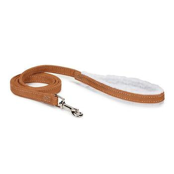 Zack and Zoey Shearling Dog Leash - Chestnut