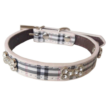 Plaid Dog Collar by Parisian Pet - Khaki