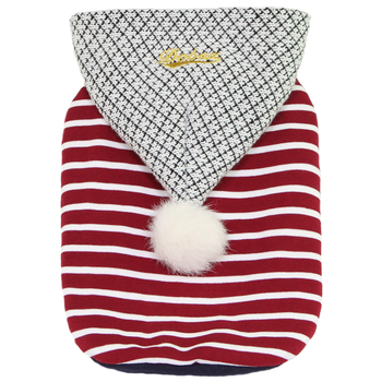 Dobaz Striped Pompom Dog Hoodie - Red