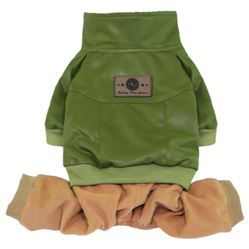 Bomber with Corduroy Pants Dog Jumpsuit - Green