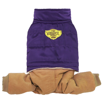Puffer Jacket with Corduroy Pants Dog Jumpsuit - Purple