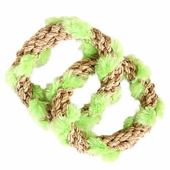 ABACA-DABRA 2 Circle Tug Dog Toy from WaLk-e-Woo - Natural