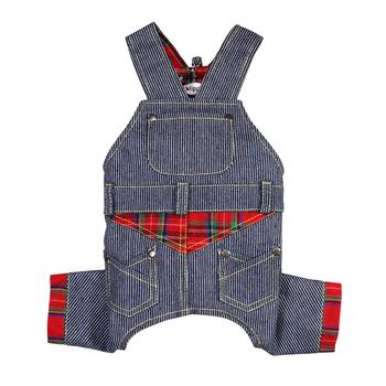 Adorable Stripy Denim Dog Overalls by Klippo