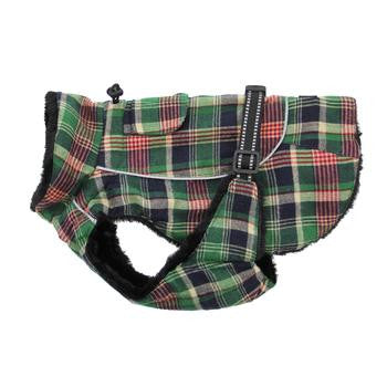 Alpine Flannel Dog Coat - Flannel Hunter Green and Navy Blue Plaid