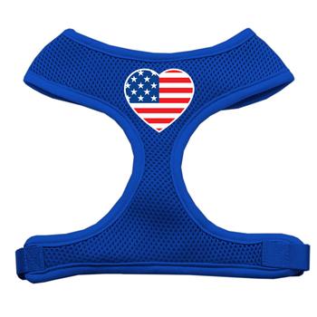 American Flag Heart Dog Harness - Blue