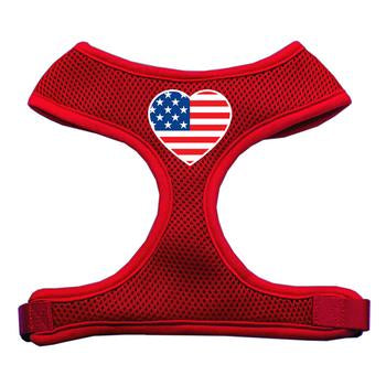 American Flag Heart Dog Harness - Red