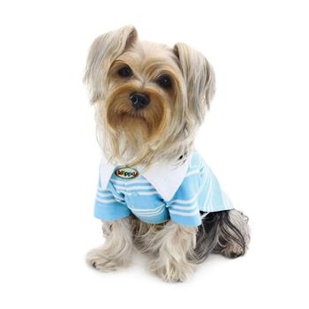 Aqua Blue Textured Polo Dog Shirt by Klippo