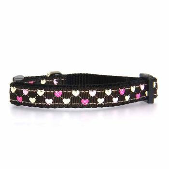 Argyle Hearts Cat Collar - Brown