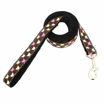 Argyle Hearts Dog Leash - Brown