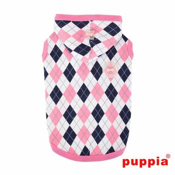 Argyle Hooded Dog Shirt by Puppia - Pink