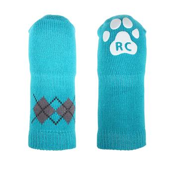 Argyle PAWKS Dog Socks - Aqua