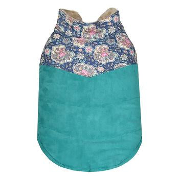 Paisley Dog Jacket by Parisian Pet - Teal