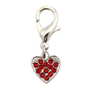 Basic Heart D-Ring Pet Collar Charm by FouFou Dog - Red