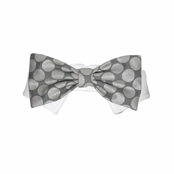 Bentley Dog Shirt Collar and Bow Tie - Silver Polka Dot