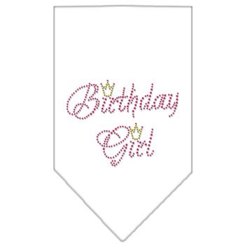 Birthday Girl Rhinestone Dog Bandana - White