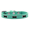 Black Bone Widget Dog Collar - Aqua