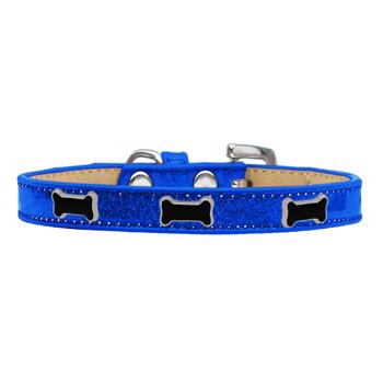 Black Bone Widget Dog Collar - Blue Ice Cream