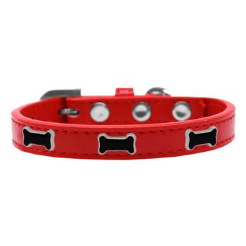 Black Bone Widget Dog Collar - Red