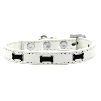 Black Bone Widget Dog Collar - White