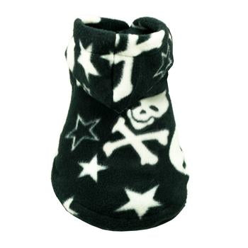 Black Skull Polar Fleece Dog Hoodie by Hip Doggie