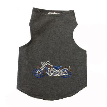 Blue Studded Motorcycle Dog Tank by Daisy and Lucy - Dark Heather Gray