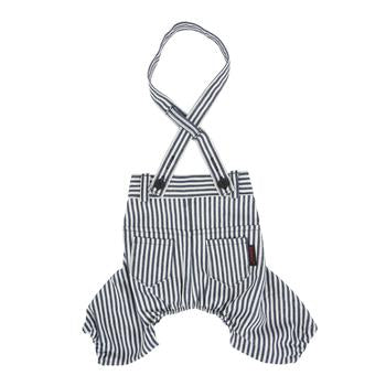 Bobby Dog Suspender Pants by Puppia - Striped Navy