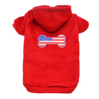 Bone Shaped American Flag Dog Hoodie - Red