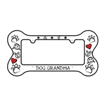 Bone Shaped License Plate Frame - Dog Grandma