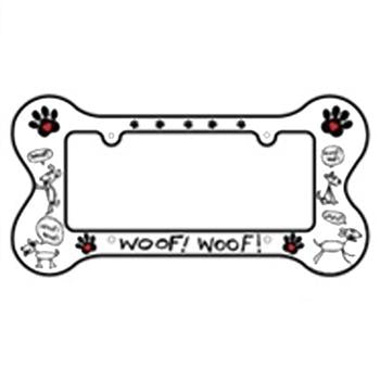 Bone Shaped License Plate Frame - Woof Woof