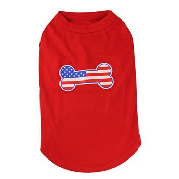 Bone-Shaped American Flag Dog Tank Top - Red