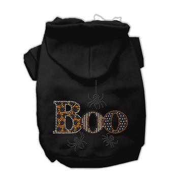 Boo Rhinestone Dog Hoodie - Black