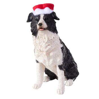 Border Collie with Hat Christmas Ornament