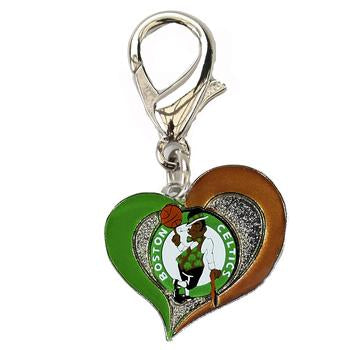 Boston Celtics Swirl Heart Dog Collar Charm