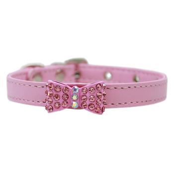 Bow-dacious Crystal Dog Collar - Light Pink